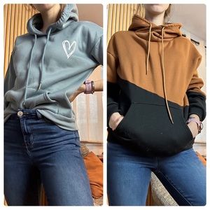 Two Sweater Bundle Color Block and Solid Hoodies